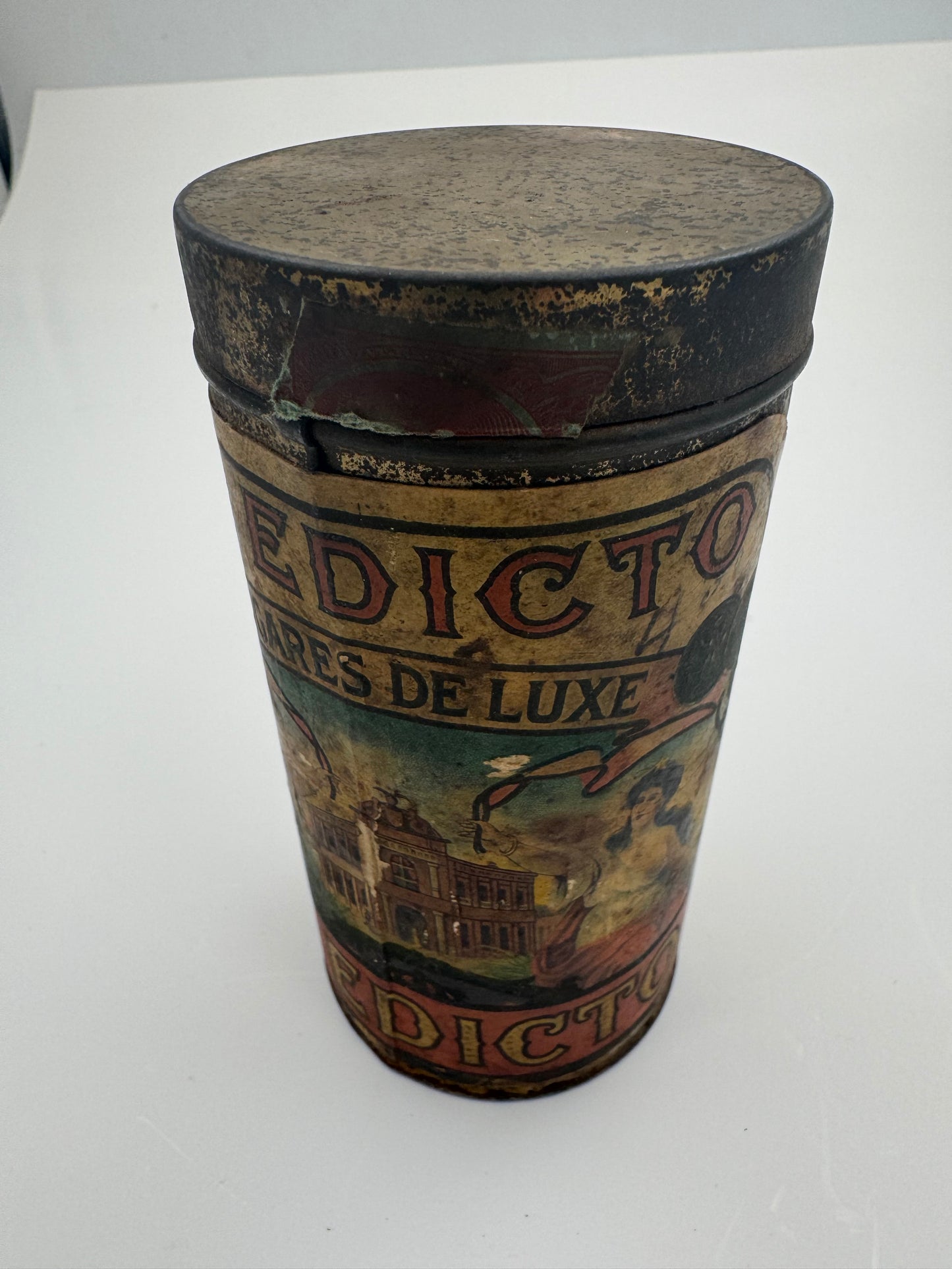 Vintage Cigar Humidor El Eldicto Paper Label NY