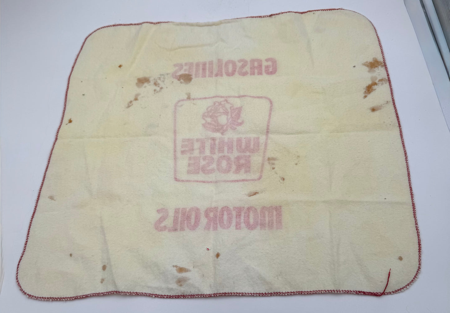 Vintage White Rose Gas Attendants Cloth