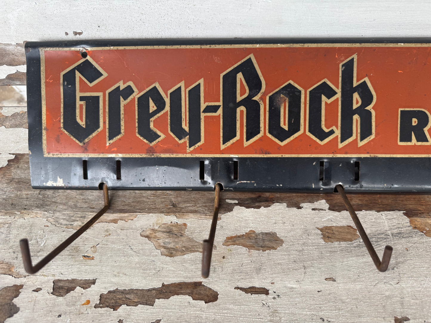 Vintage Sign Grey Rock Belts Holder