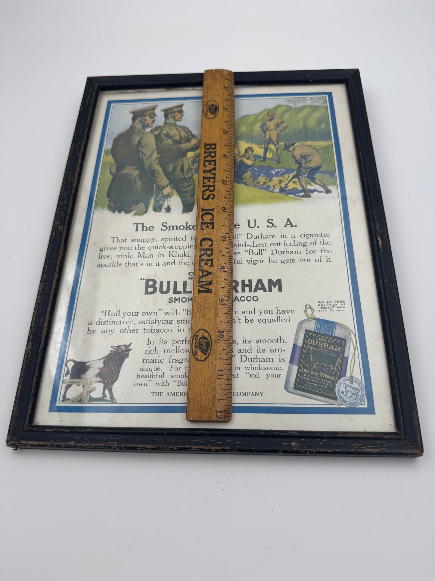 Vintage Bull Durham Sign Ad Paper Framed