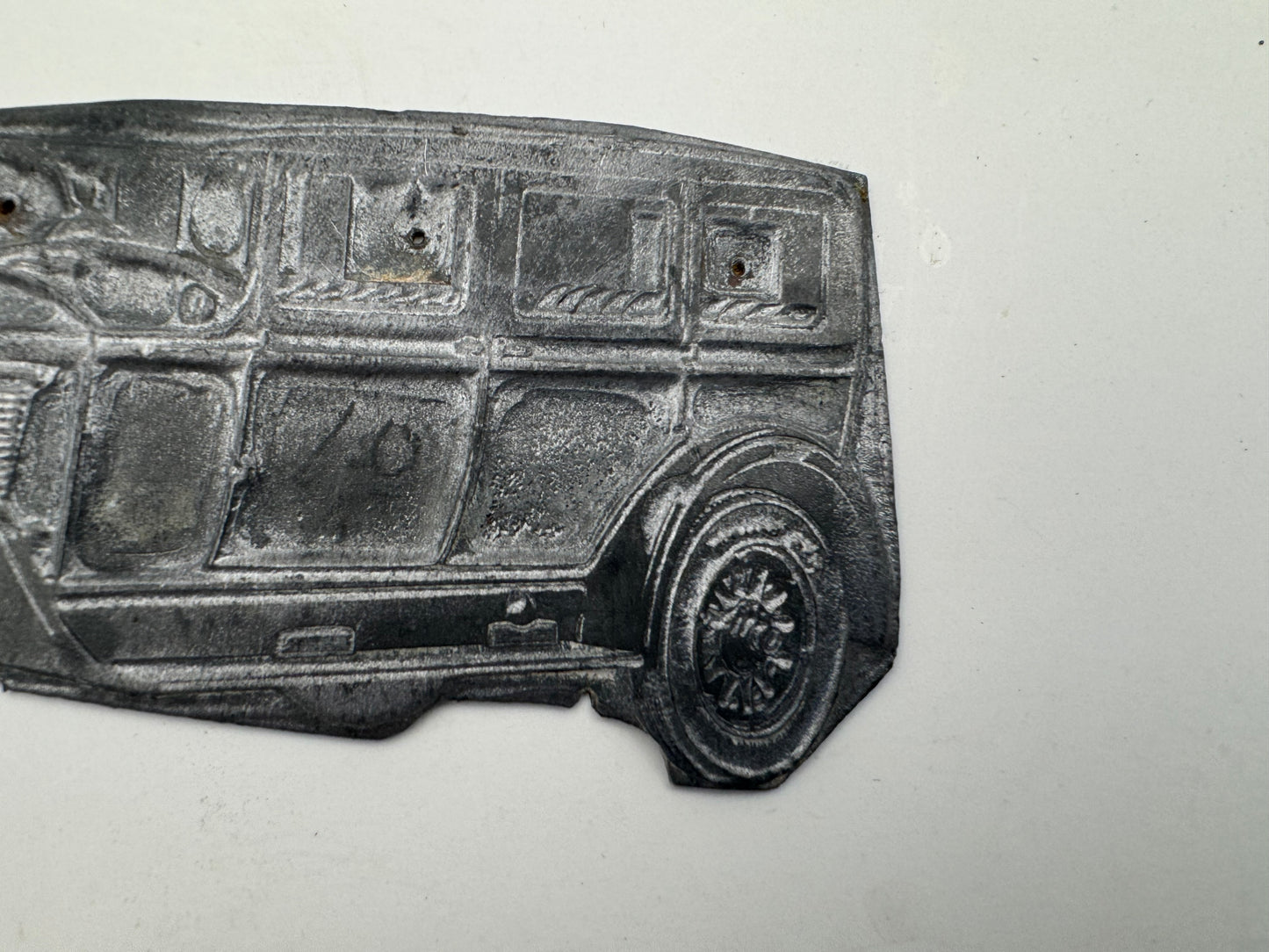 Vintage Automobile Print Block 1930s Left Facing Large