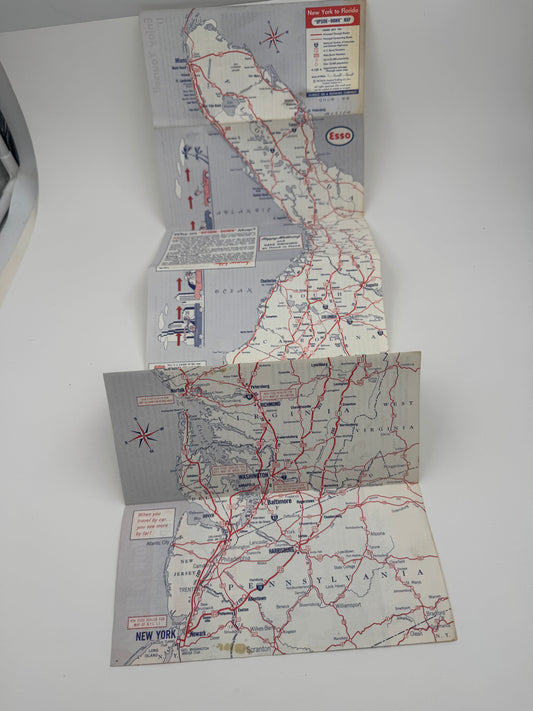 Vintage Esso Upside Down Map NY - FL