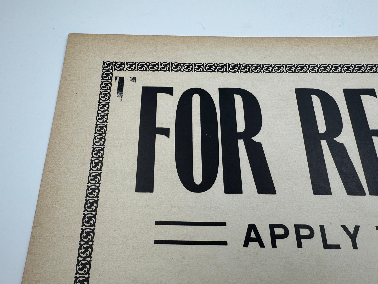 Vintage For Rent Sign 1950s Cardstock