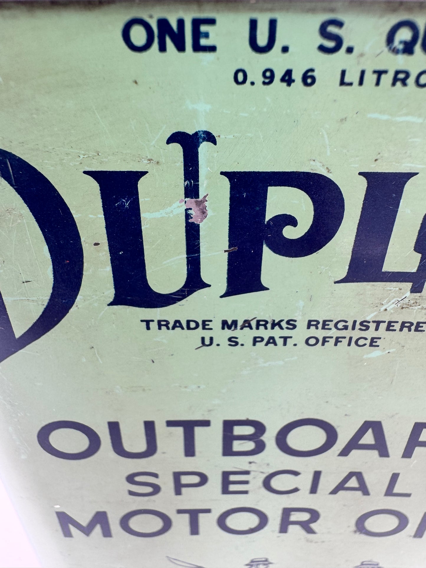 Vintage Duplex Outboard Oil Can Full
