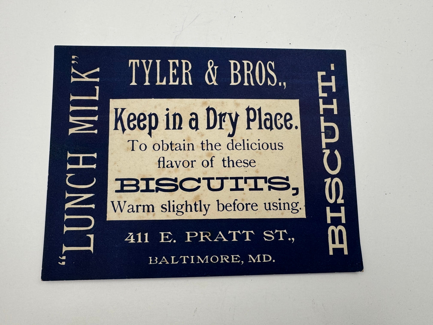 Vintage Sign Tyler & Bros Biscuit Ad Cardstock