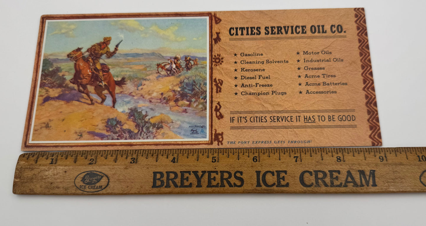 Vintage Ink Blotter Cities Service Pony Express