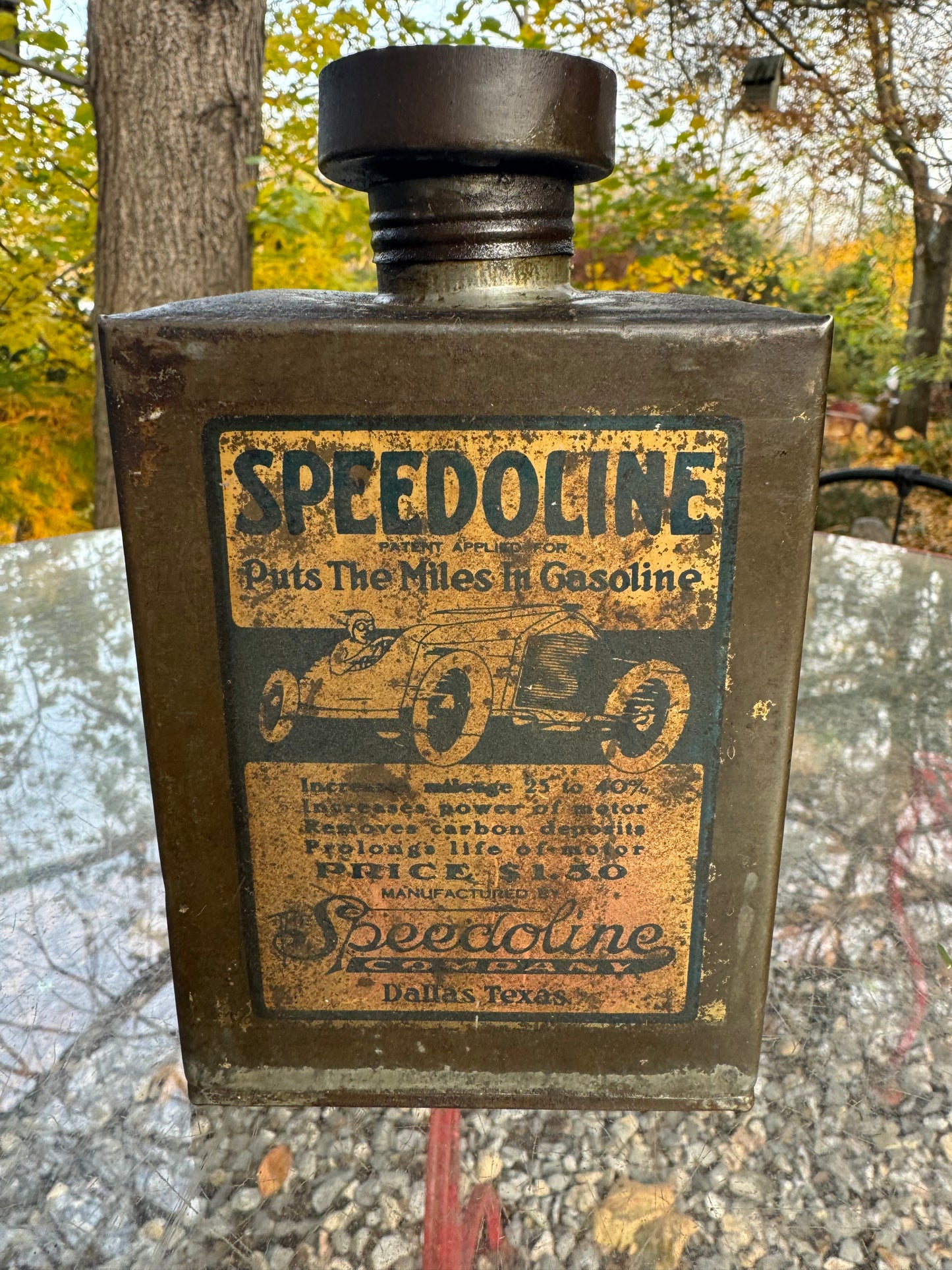 Vintage Speedoline Can 1920s Fuel Additive