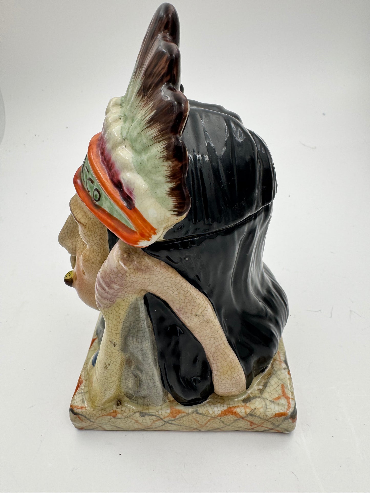 Vintage Tobacco Humidor Majolica Native American