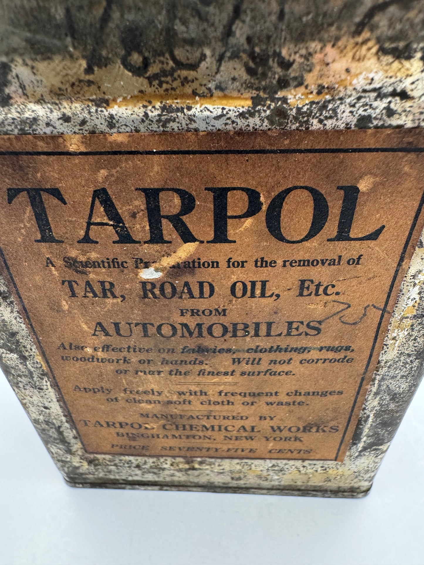 Vintage Tarpol Can Paper Label Grease Tar Remover
