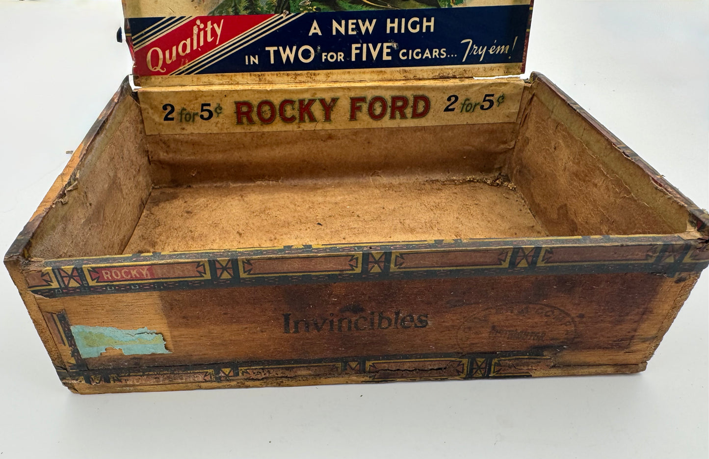 Vintage Cigar Box Rocky Ford Native American 5 Cent