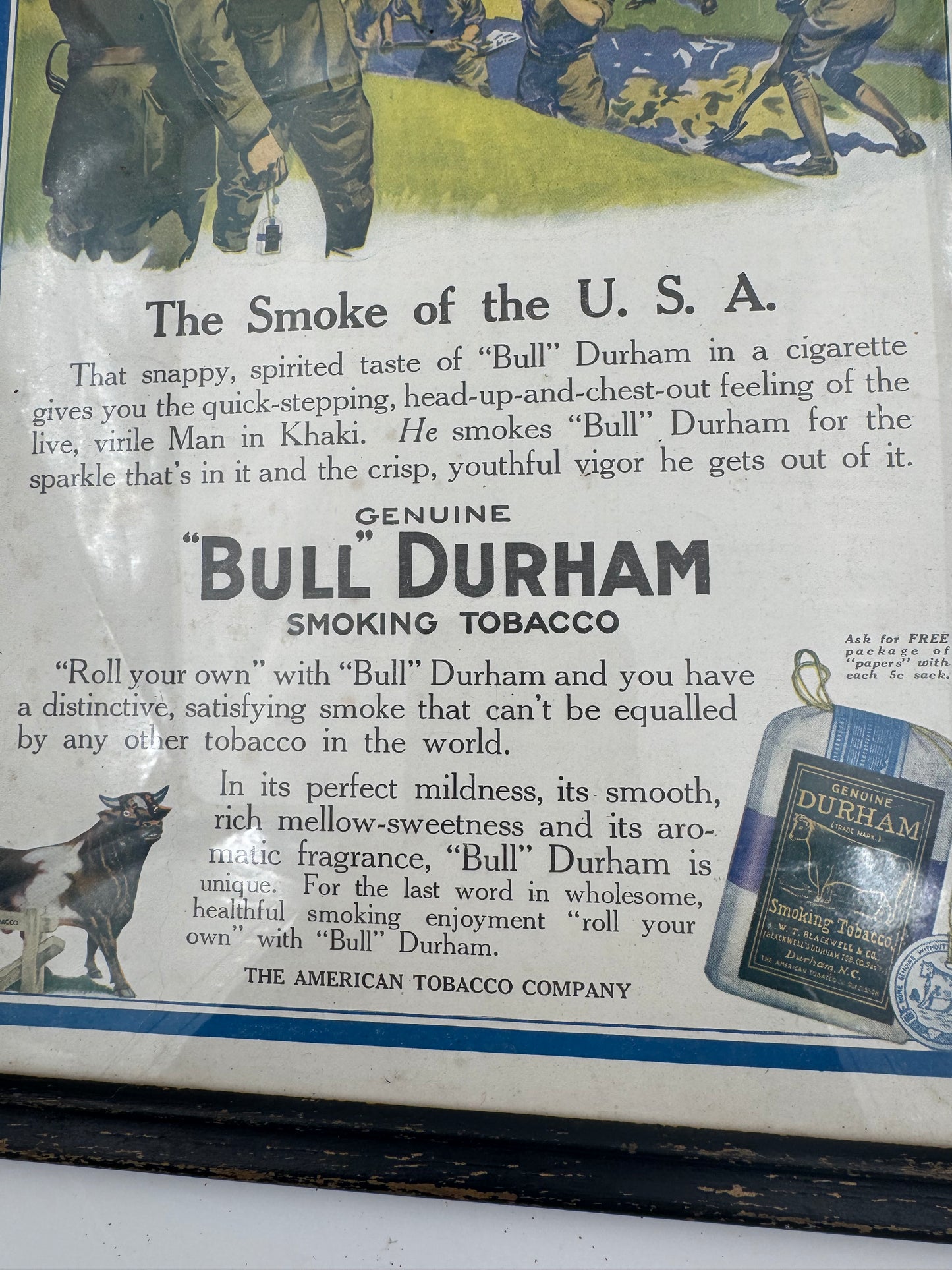 Vintage Bull Durham Sign Ad Paper Framed