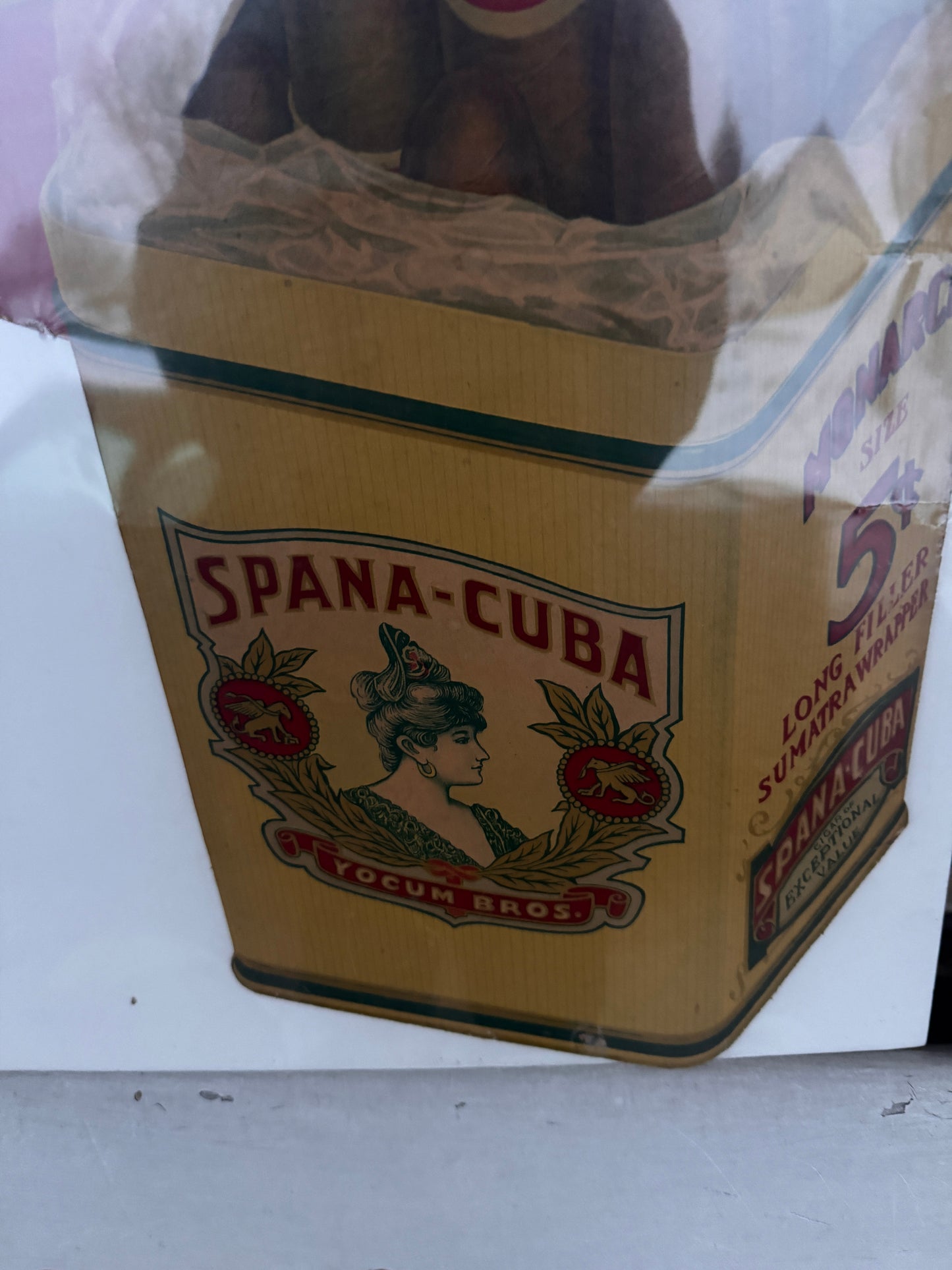 Vintage Cigar Sign Spana Cuba 5 Cent Cardboard
