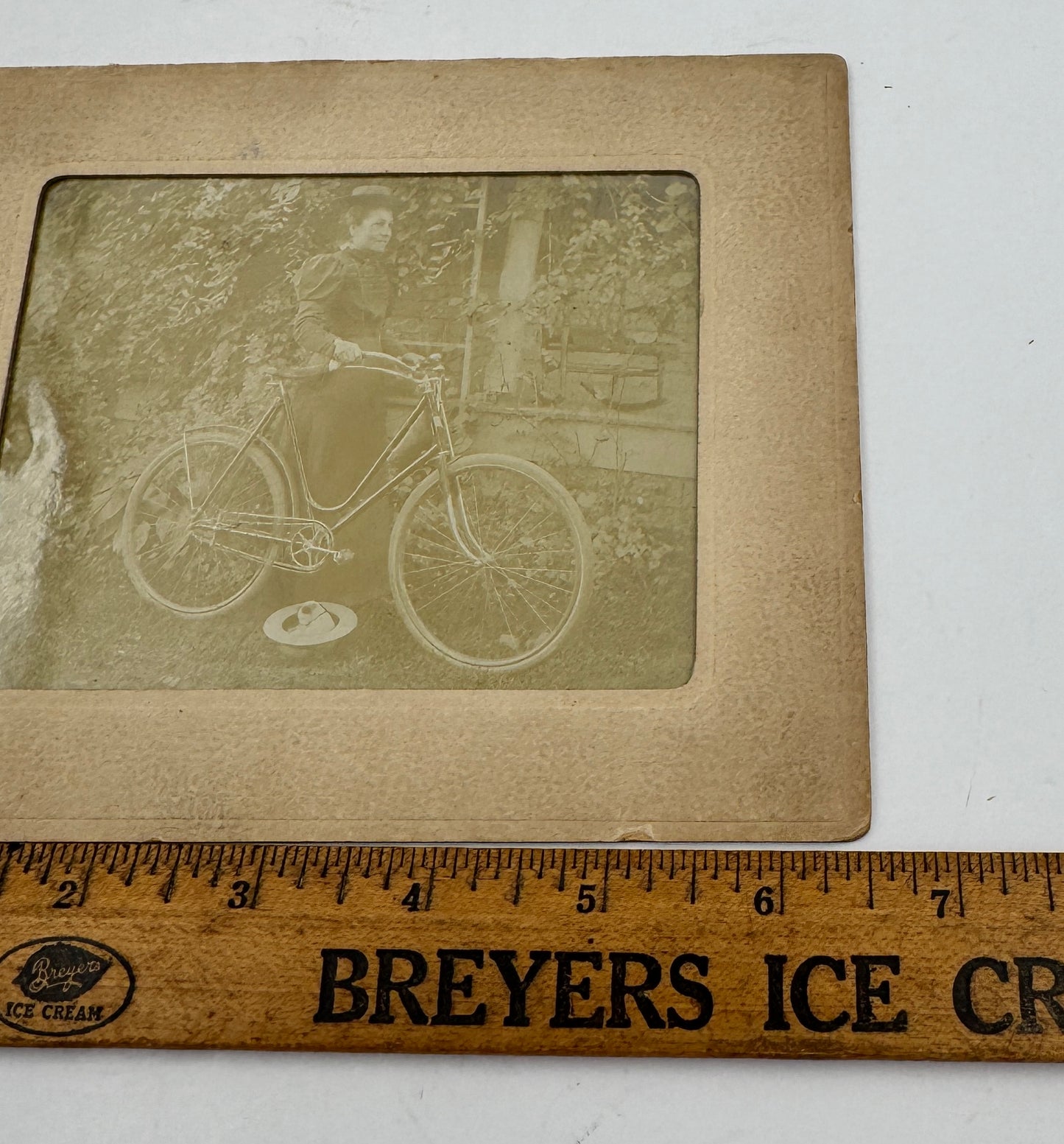 Vintage Woman With Early Woman’s Bicycle Victorian Era.