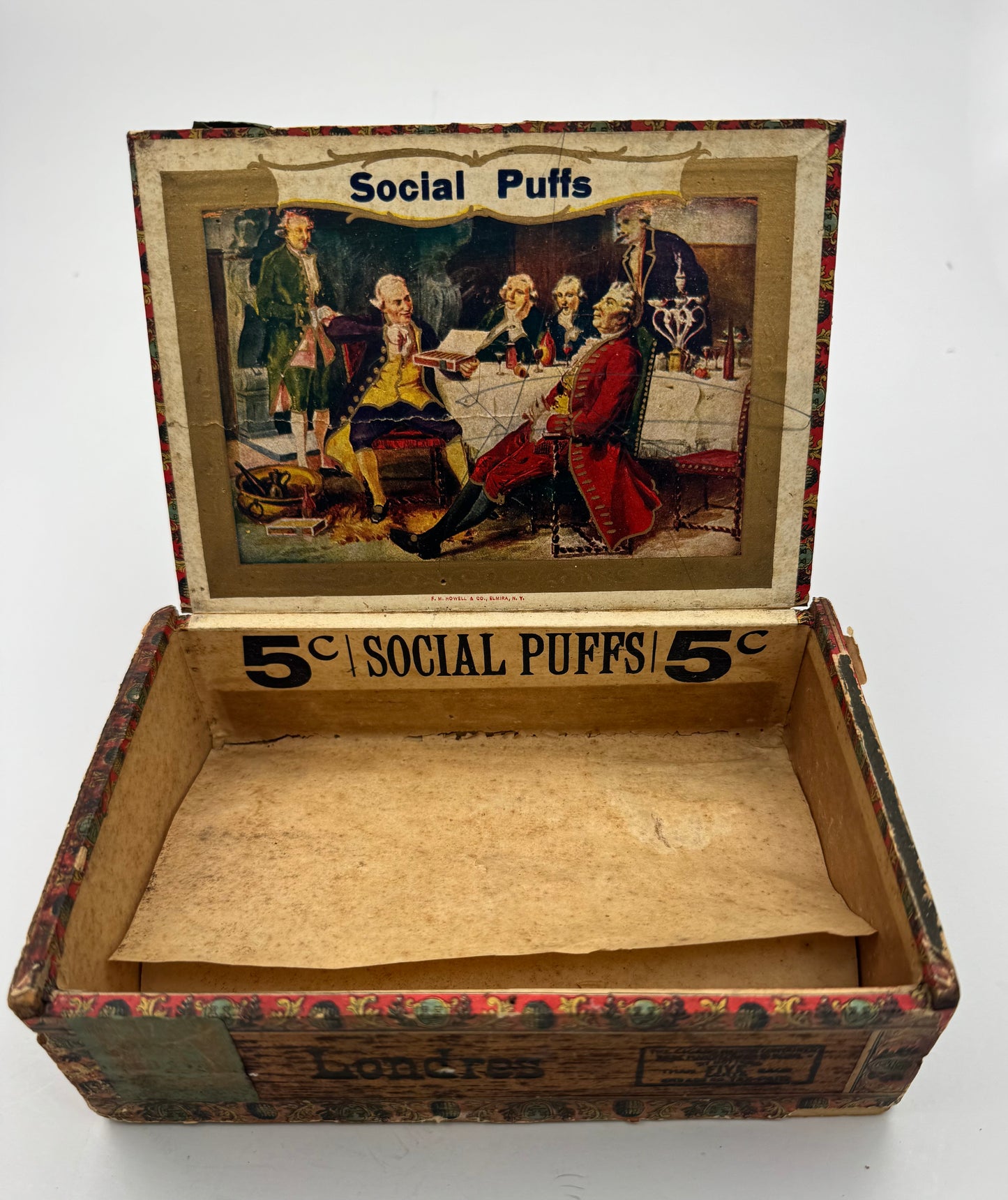 Vintage Cigar Box Social Puffs 5 Cent