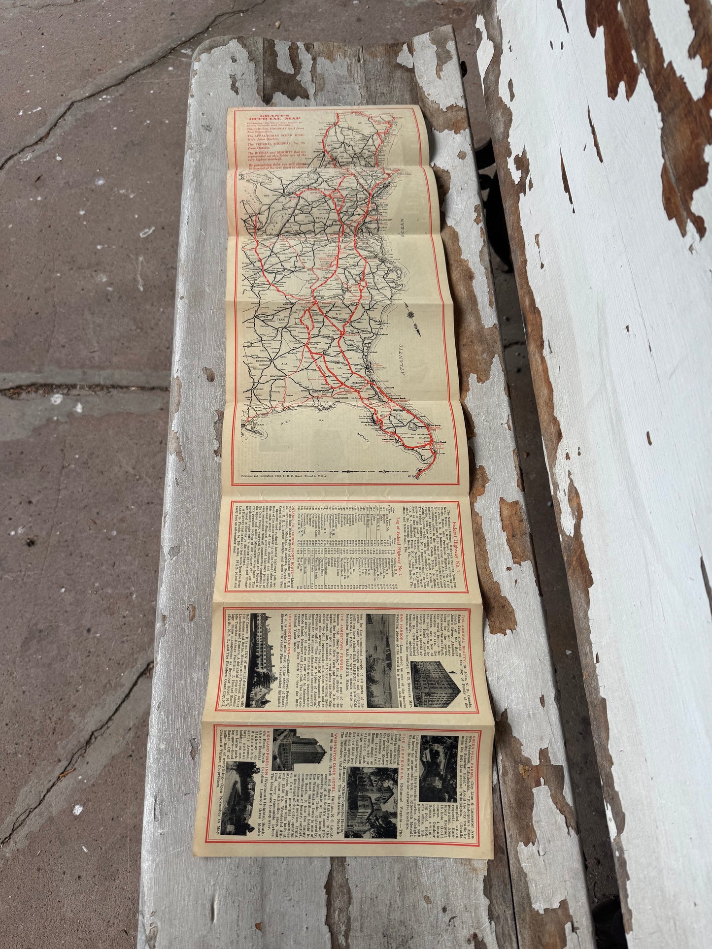 Vintage Road Map 1930 Federal Highway No 1 ME to FL.
