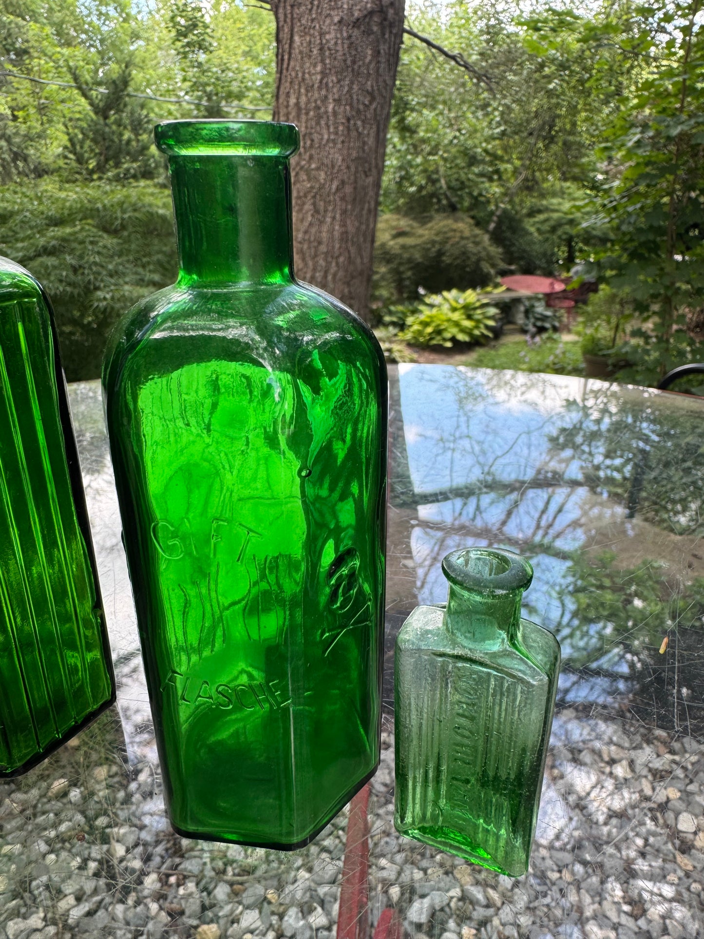 Vintage Poison Medicine Bottle Colection Green