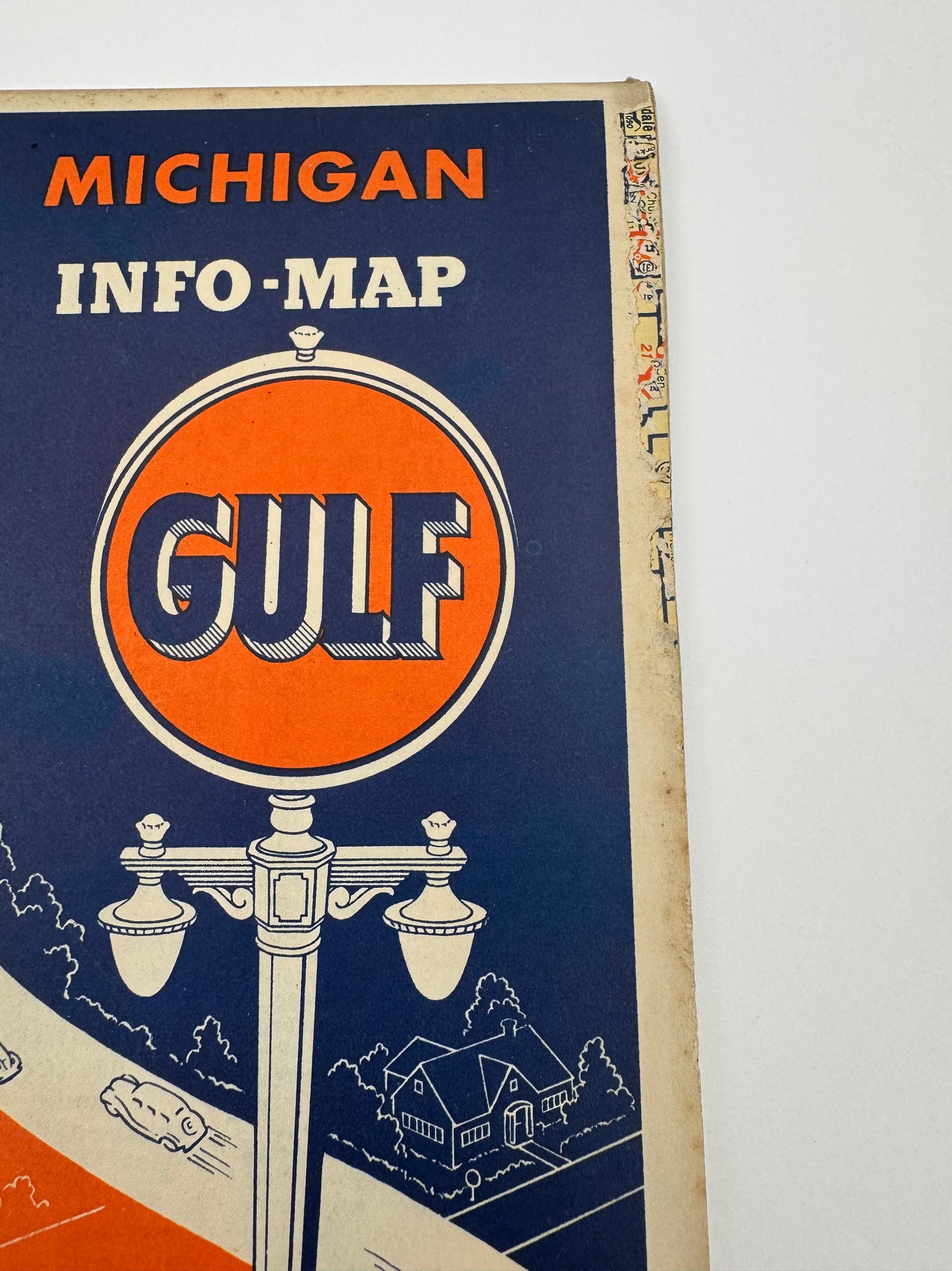 Vintage Road Map Gulf Michigan 1930s