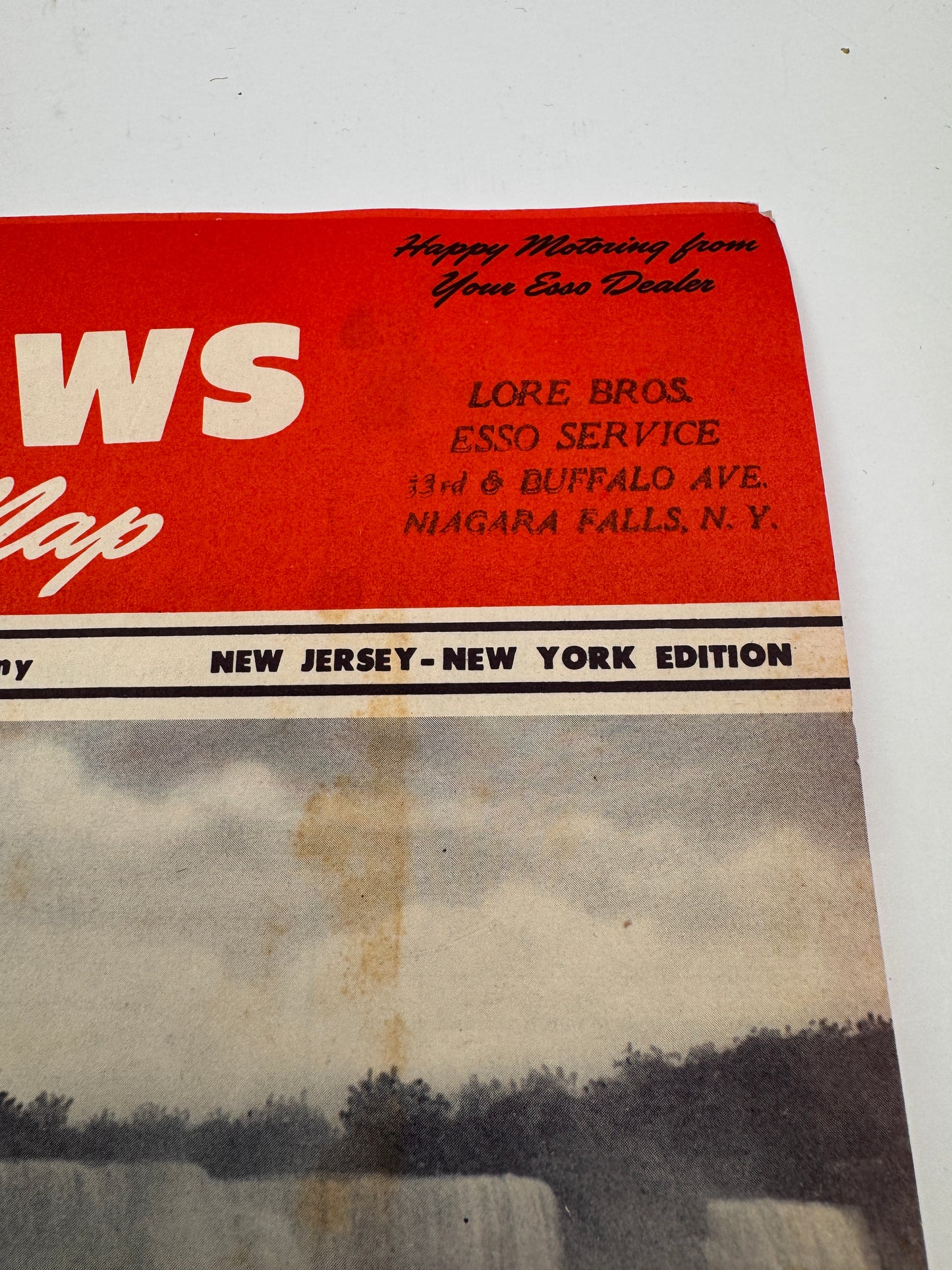 Vintage Esso Road News & Detour Map NJ NY 1949