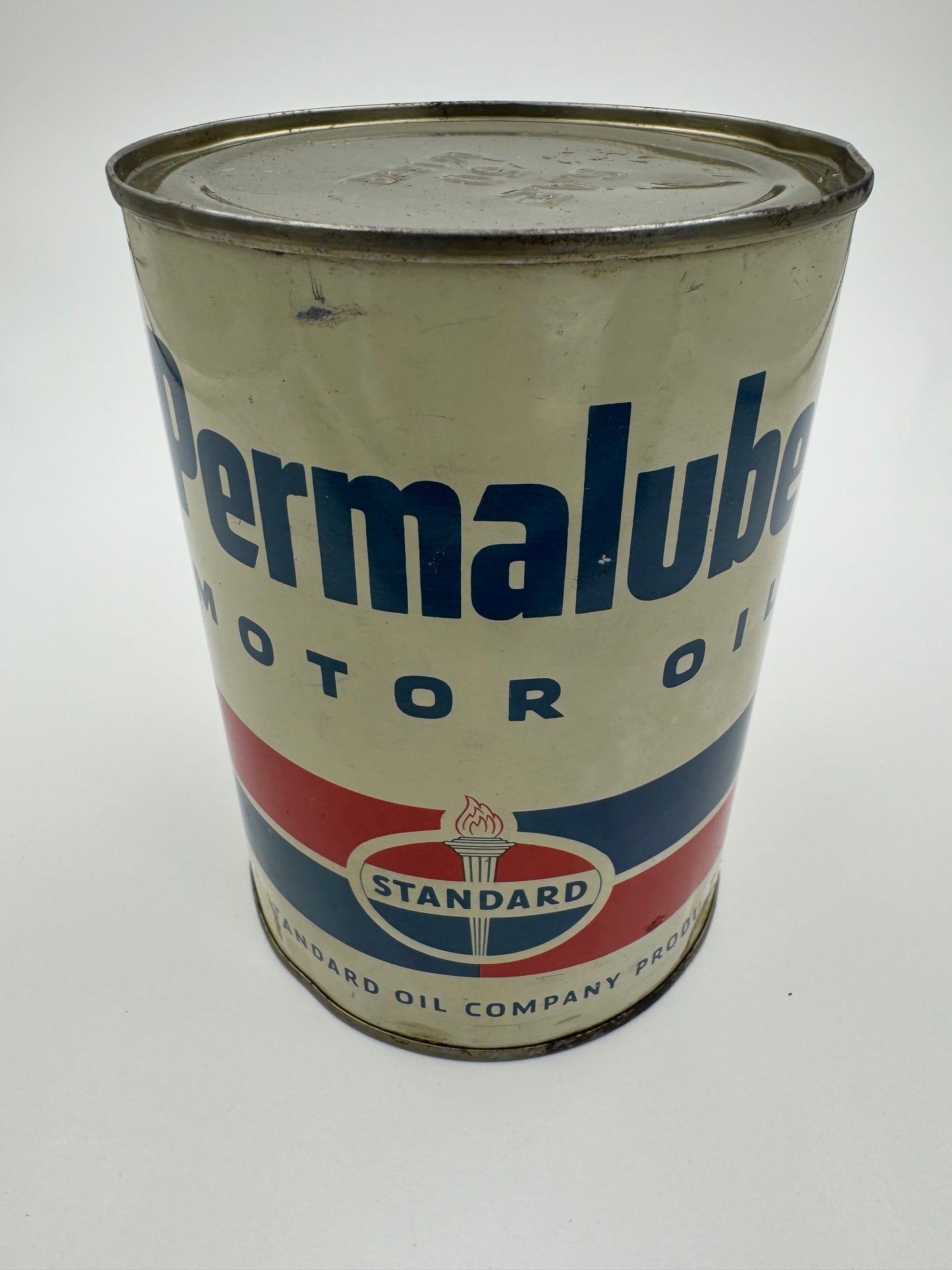 Vintage Standard Permalube Quart Oil Tin Can Full RARE SAE 50 Chicago Il.