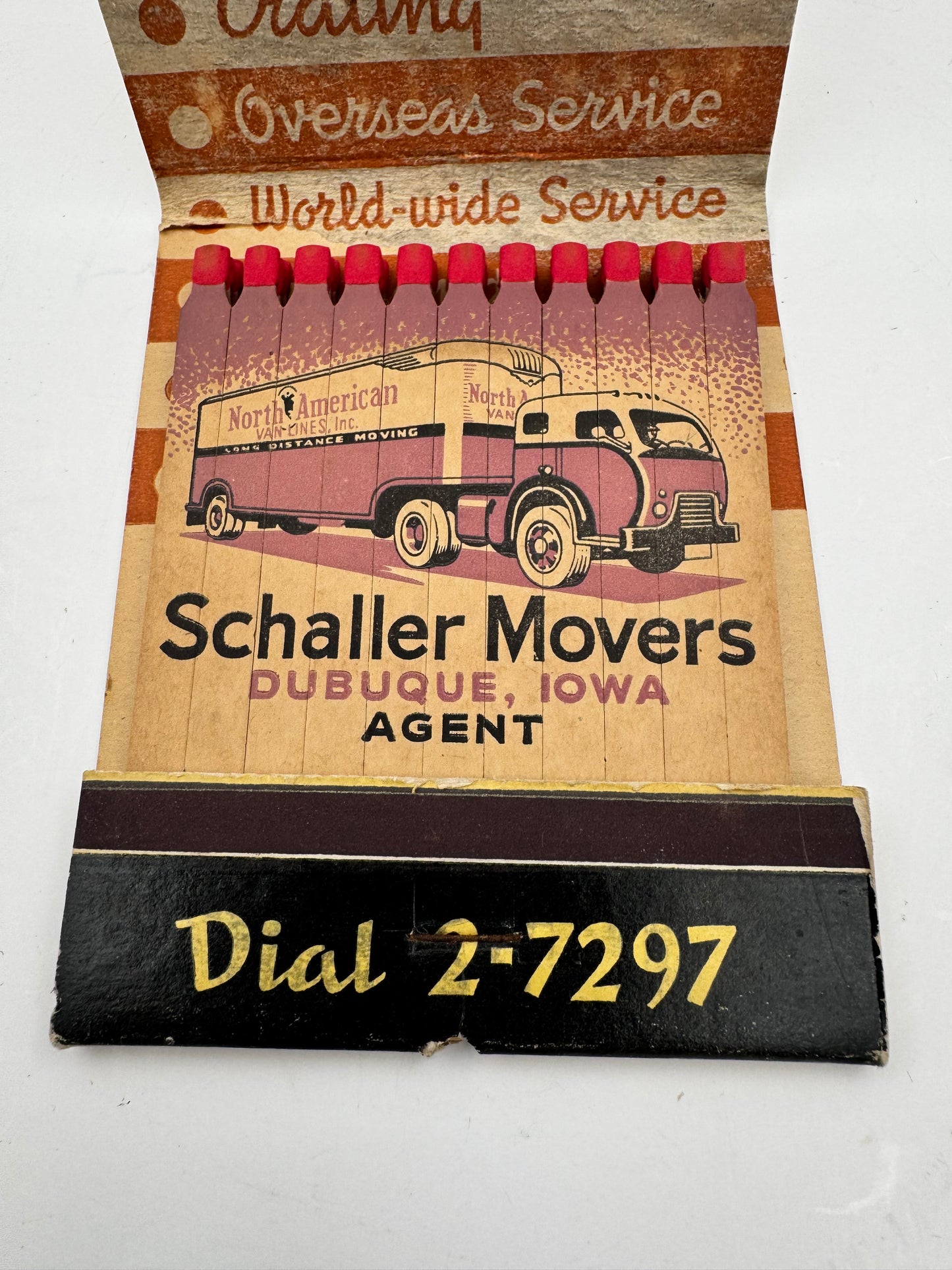 Vintage Feature Matchbook Full Schaller Movers 1930s