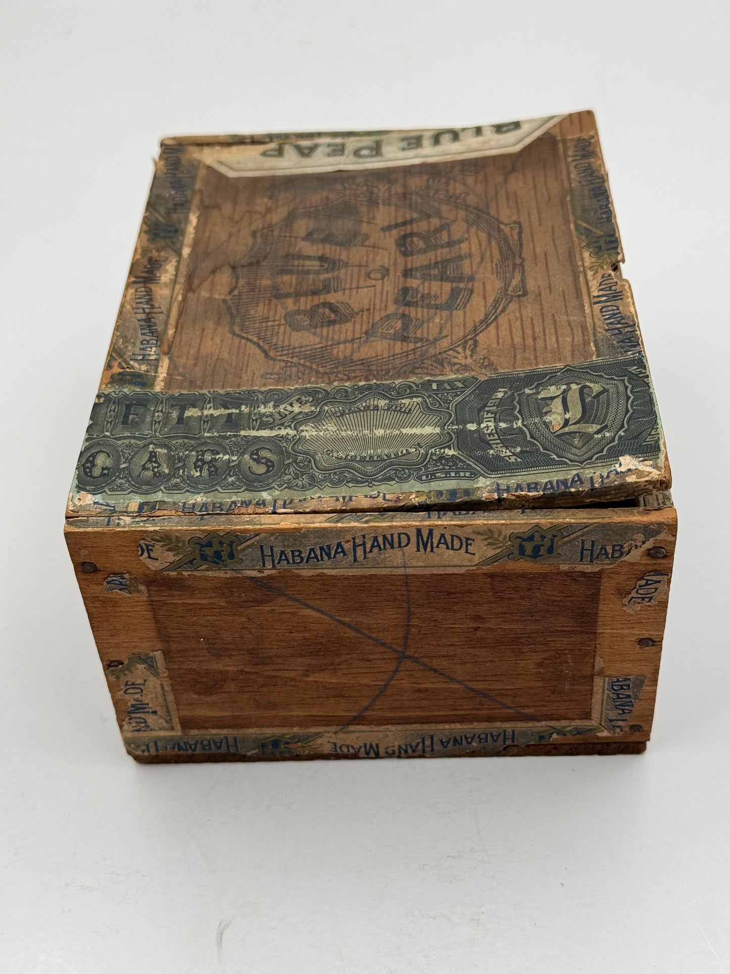 Vintage Blue Pearl Cigar Box Havana Cigars