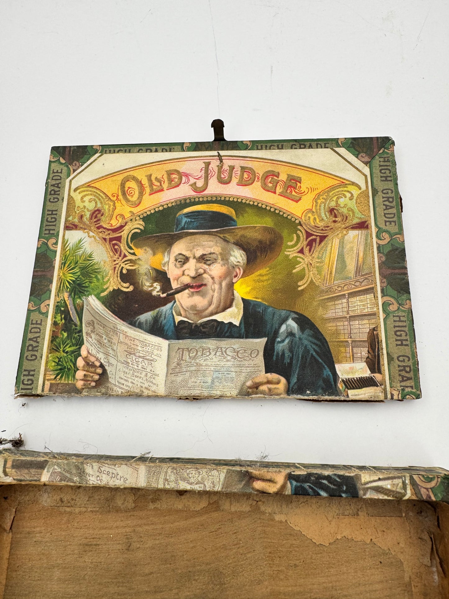 Vintage Cigar Box The Judge Wood 1900s Broken Lid