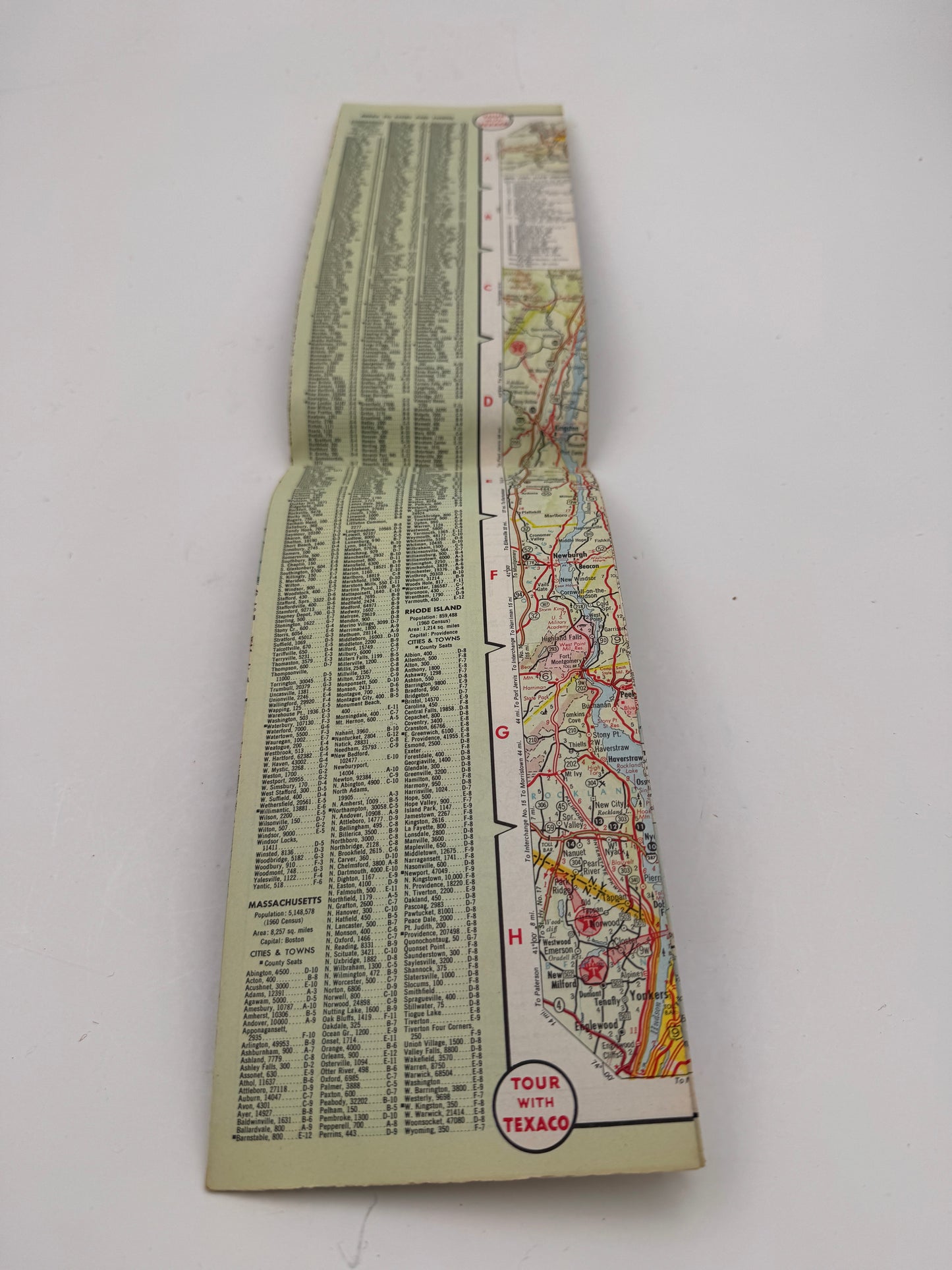 Vintage Texaco Roadmap MA CT RI 1950s NOS