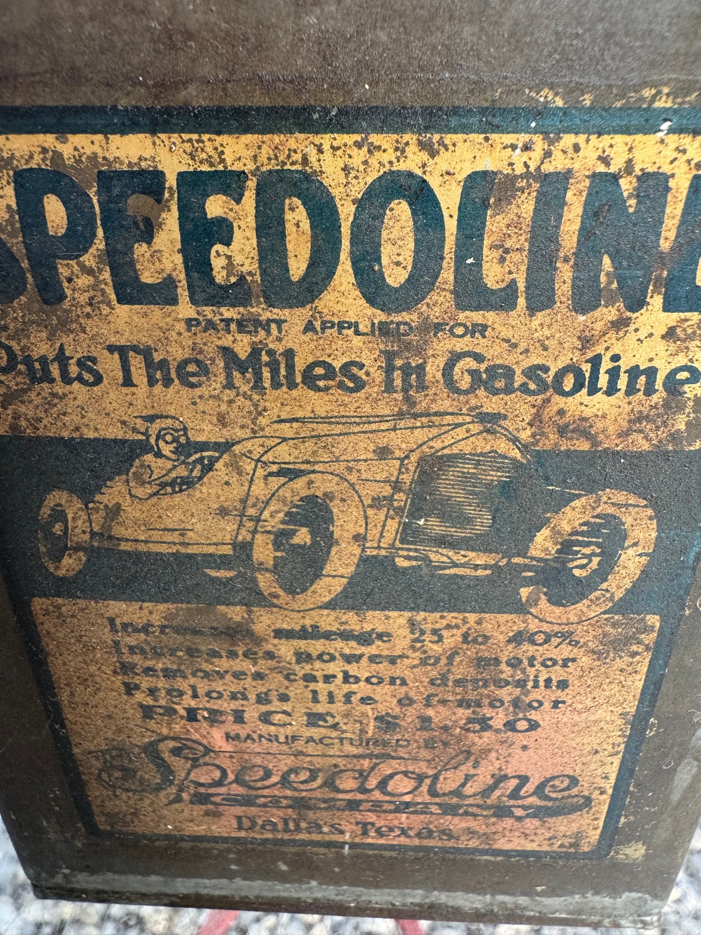 Vintage Speedoline Can 1920s Fuel Additive