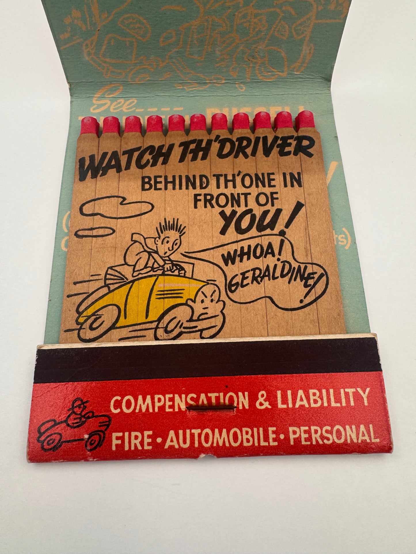 Vintage Feature Matchbook Russel Insurance Elkhart IN