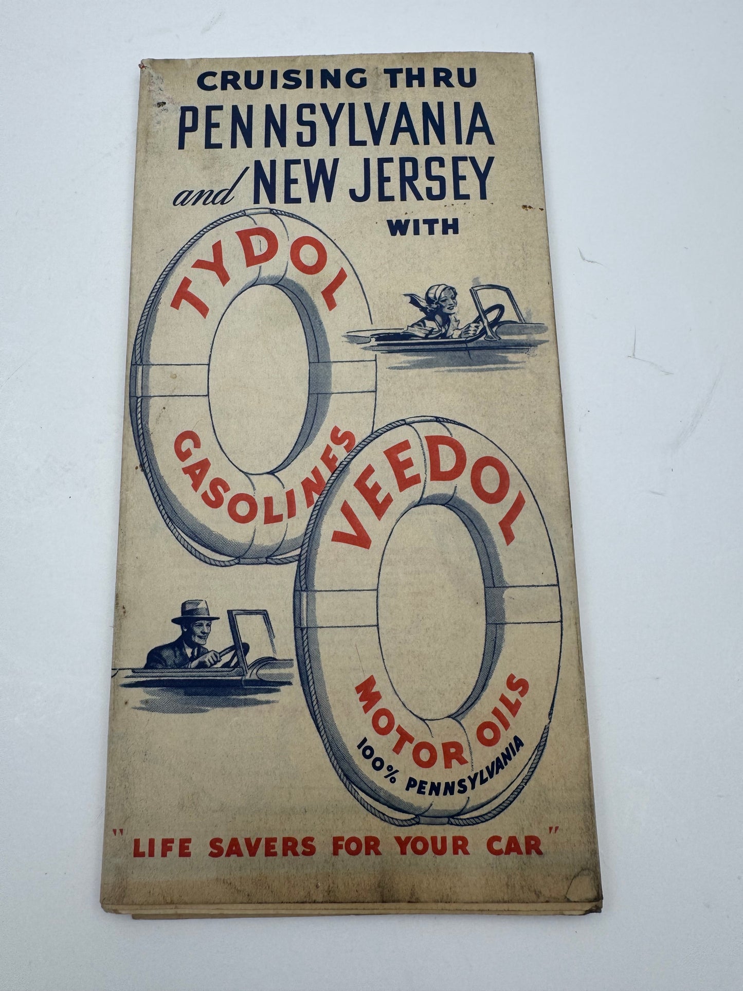 Vintage Roadmap 1933 PA NJ Tydol Veedol