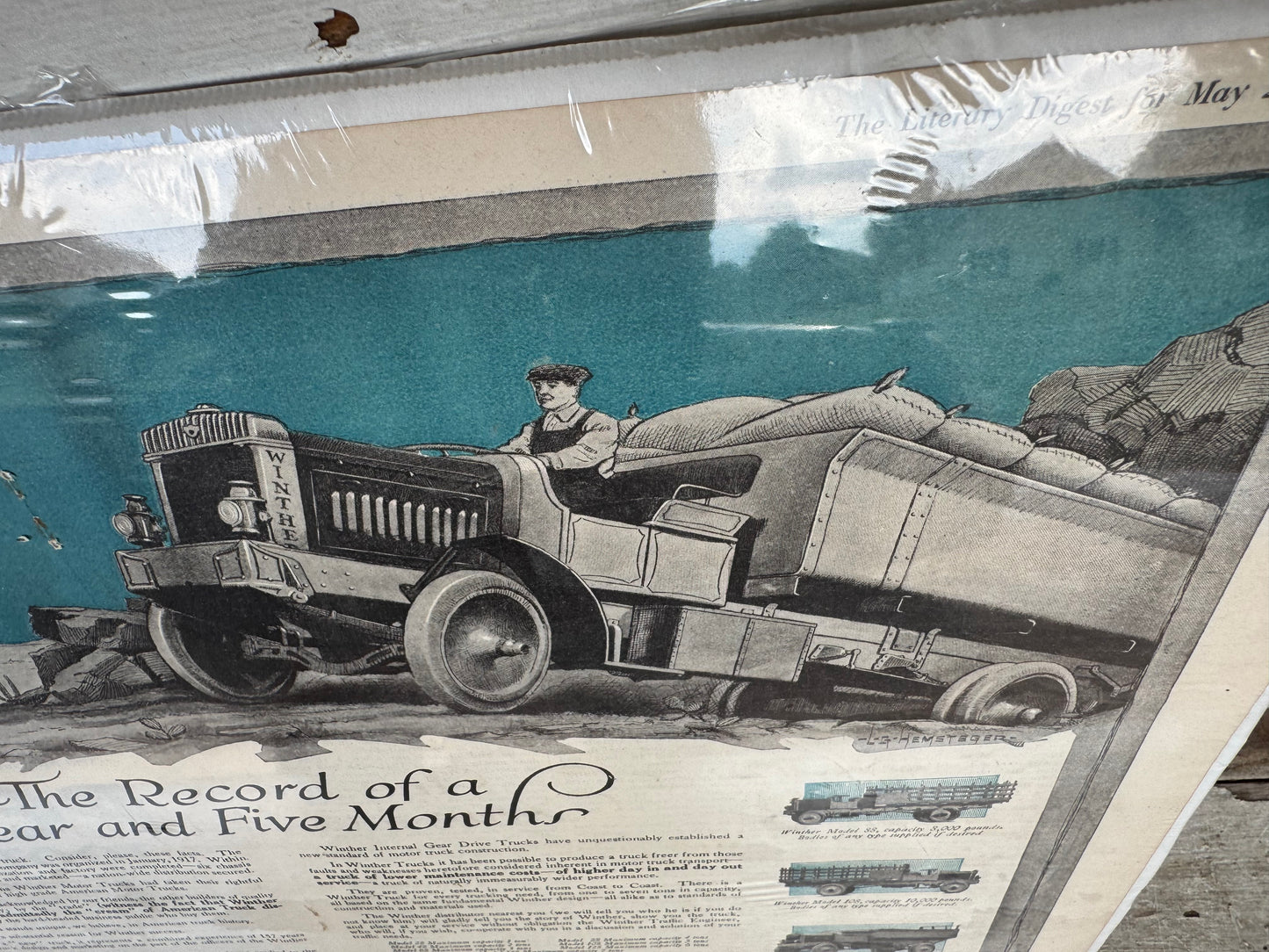 Vintage Winther Trucks Sign Rare 1918 Centerfold