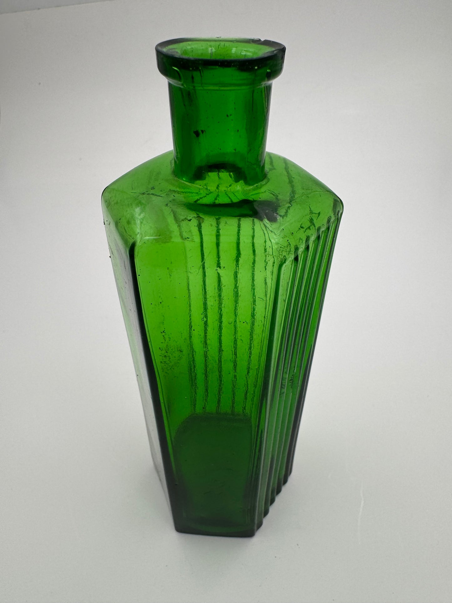 Vintage Poison Bottle Green Ribbed 8 Oz