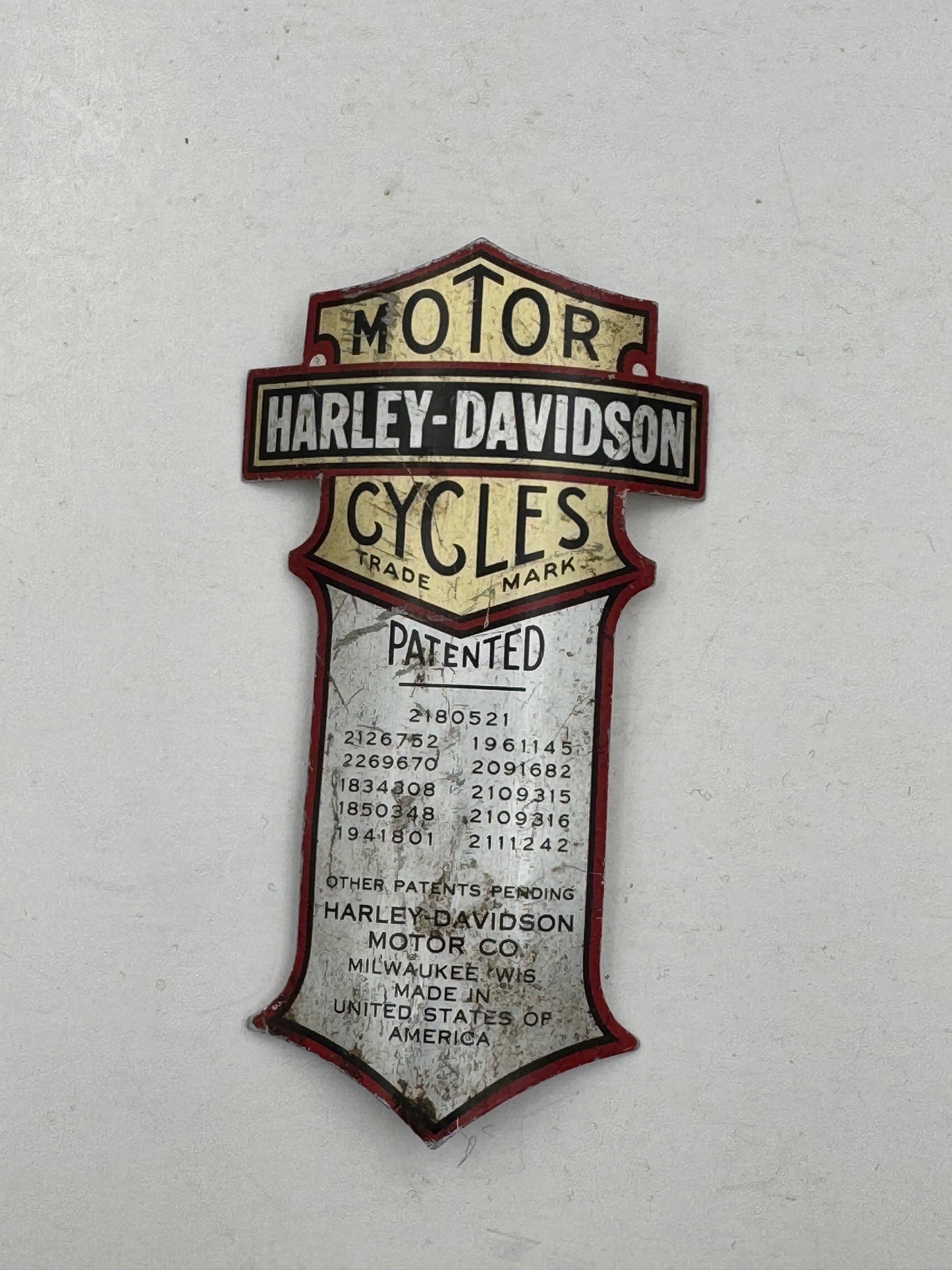 Vintage Harley Davidson Bicycle Head Badge