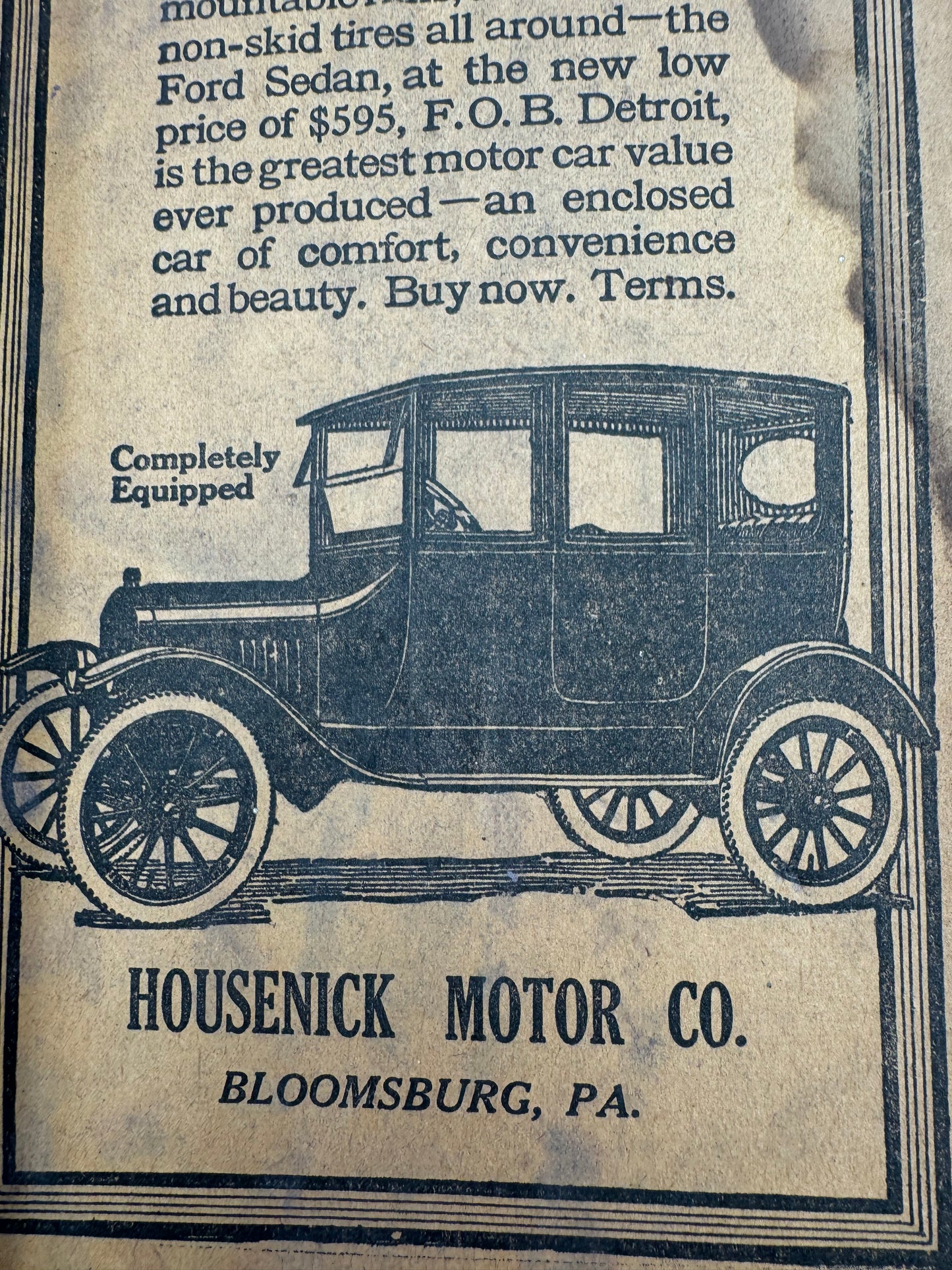 Vintage Ford Sedan Print Ad 1922