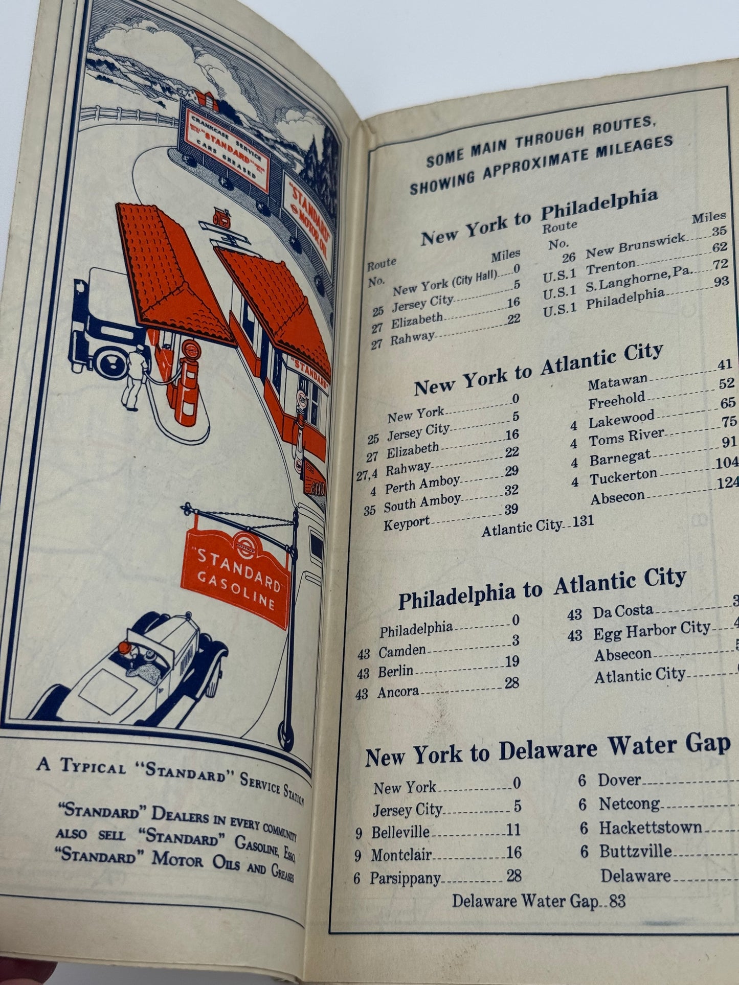 Vintage Road Map Standard Oil New Jersey 1929