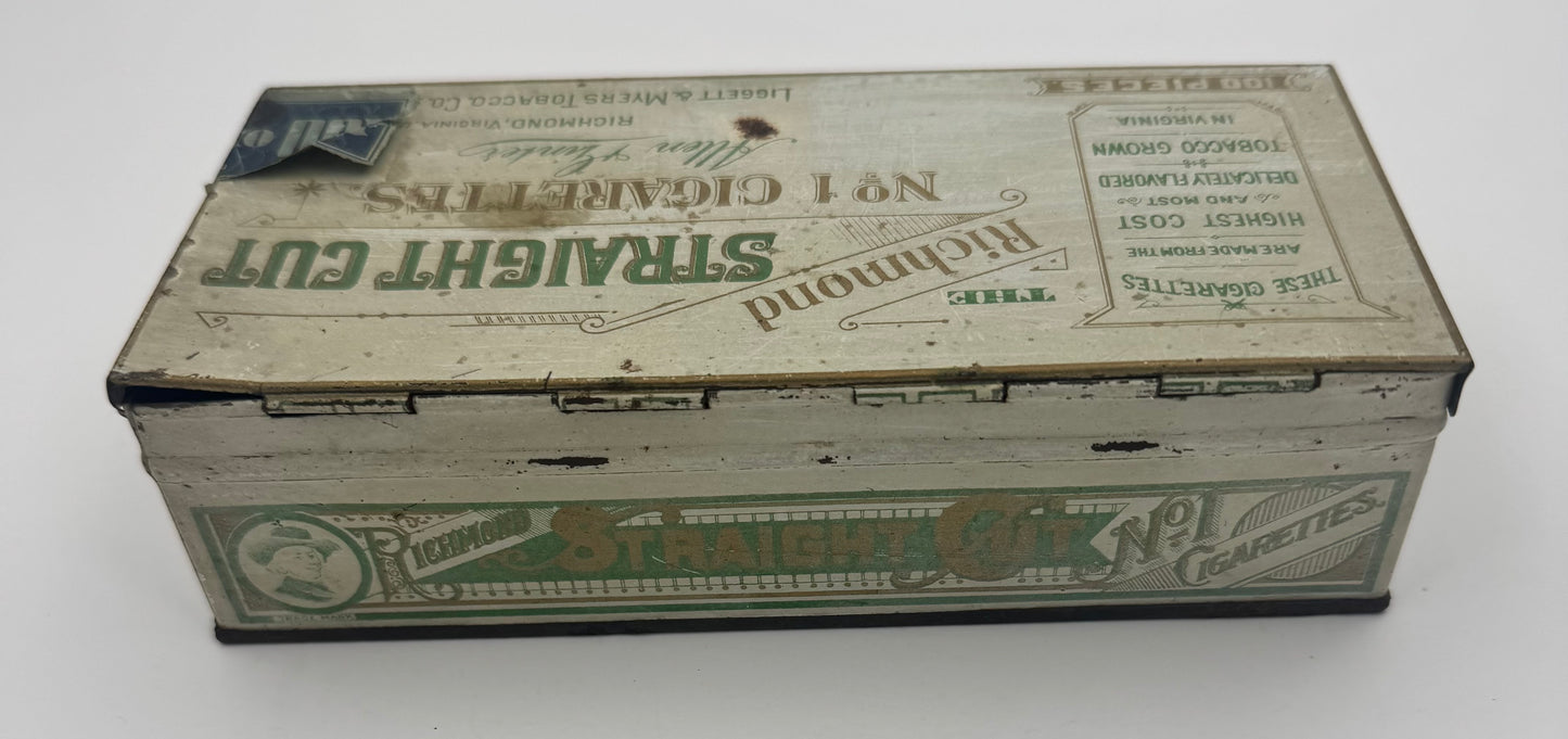 Vintage Tobacco Tin The Richmond Straight Cut 100 Pieces Empty