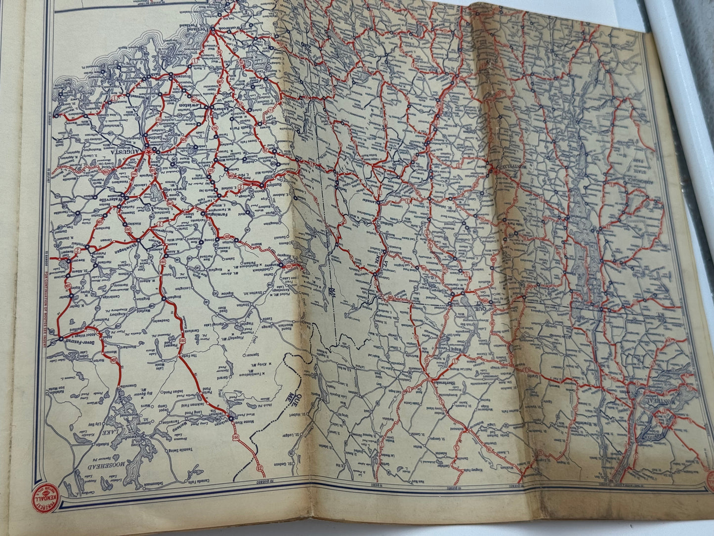 Vintage Roadmap 1931 Pennsylvania NJ New England Kendall