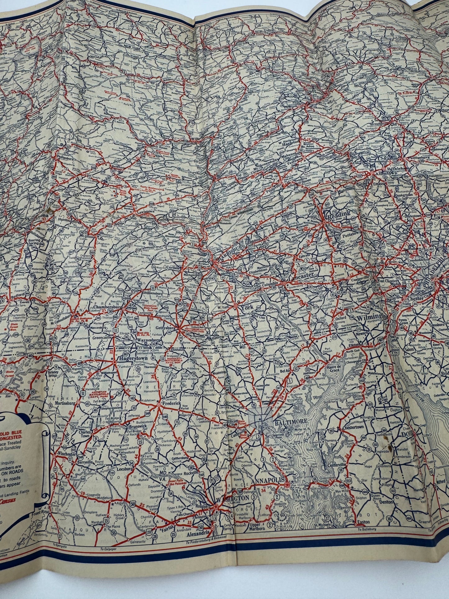 Vintage Roadmap 1933 PA NJ Tydol Veedol