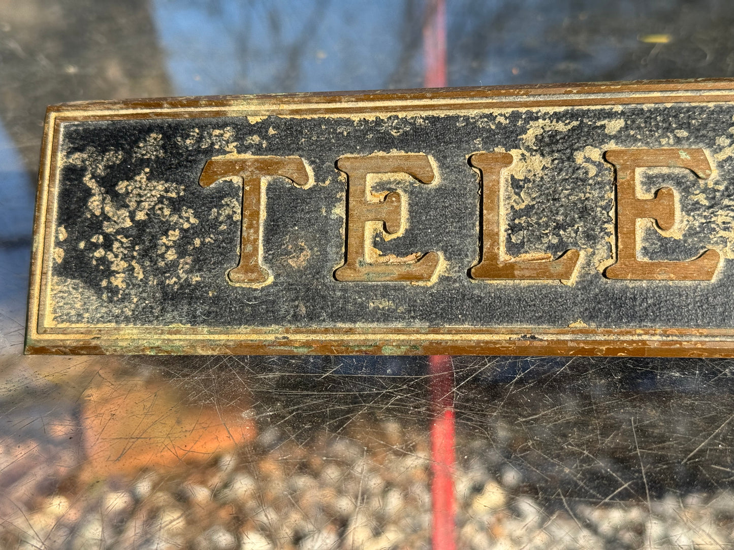 Vintage Telephone Sign Brass