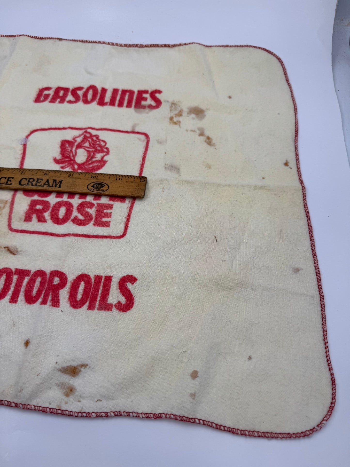 Vintage White Rose Gas Attendants Cloth