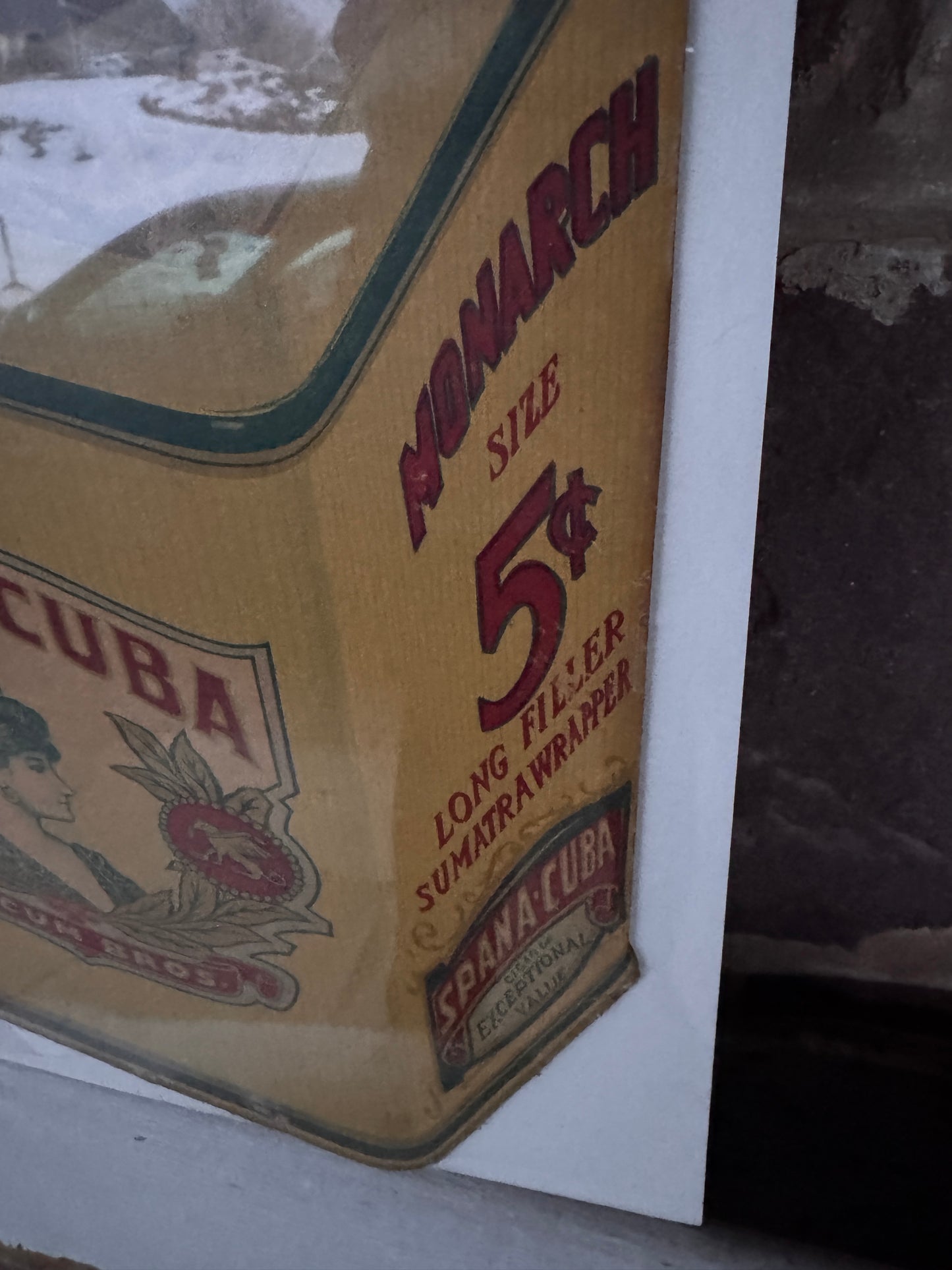 Vintage Cigar Sign Spana Cuba 5 Cent Cardboard