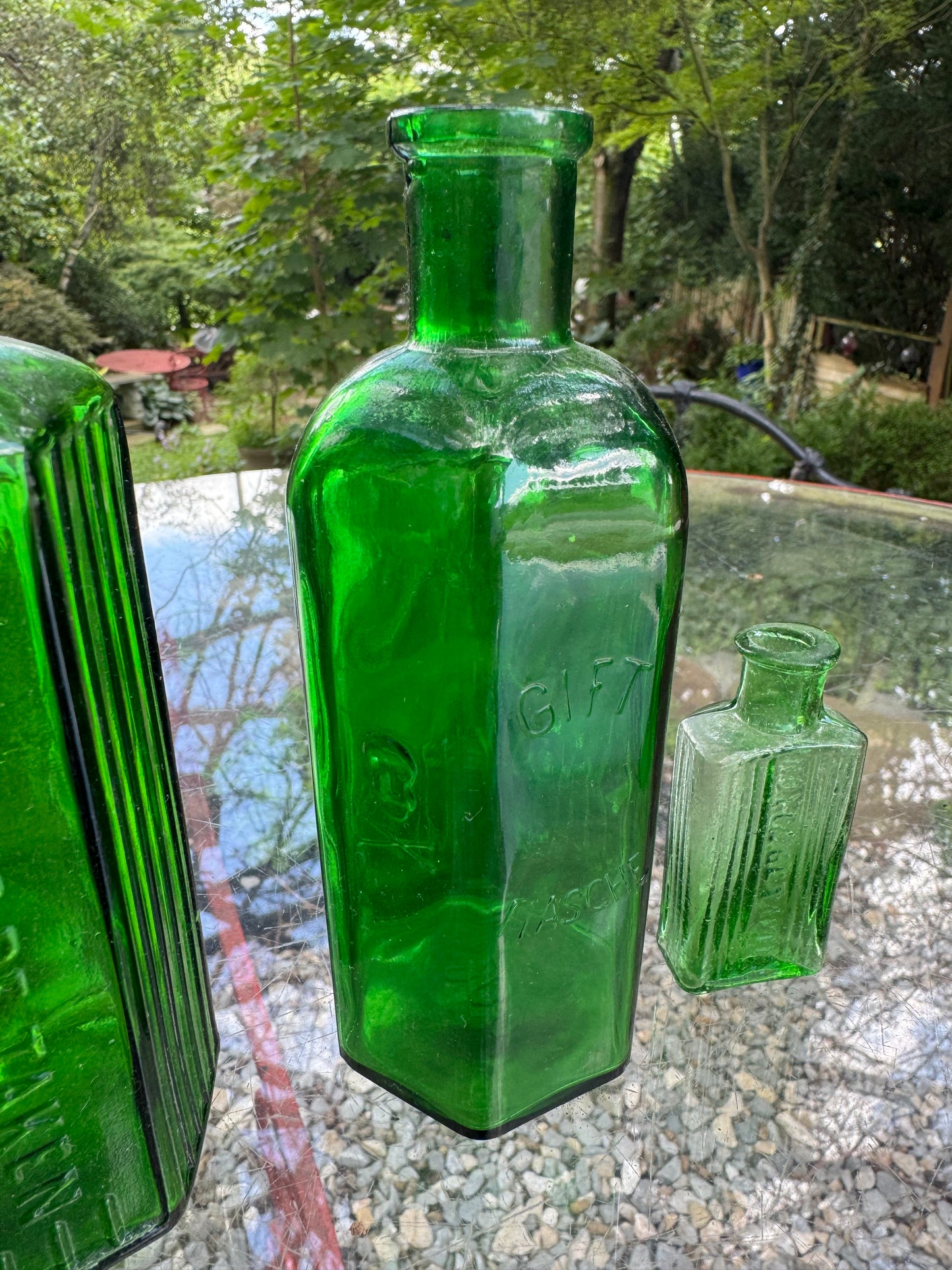 Vintage Poison Medicine Bottle Colection Green