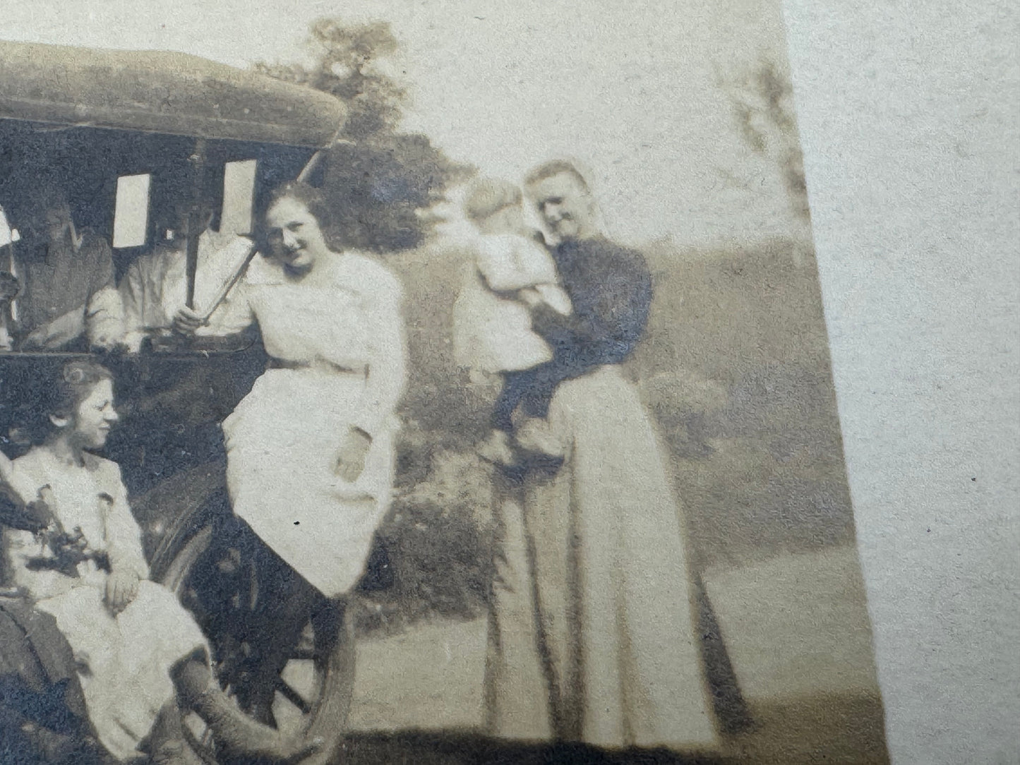 Vintage Real Photo Post Card Family Car