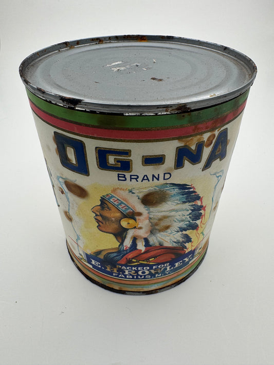 Vintage Tin Can Og Na Tomatoes Native American Ad