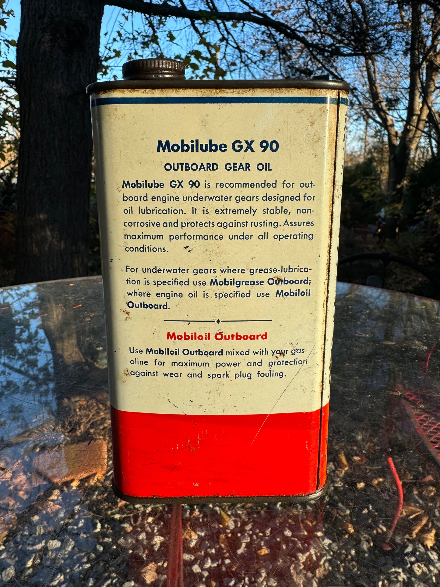 Vintage Mobiloil Can GX 90 Outboard Full