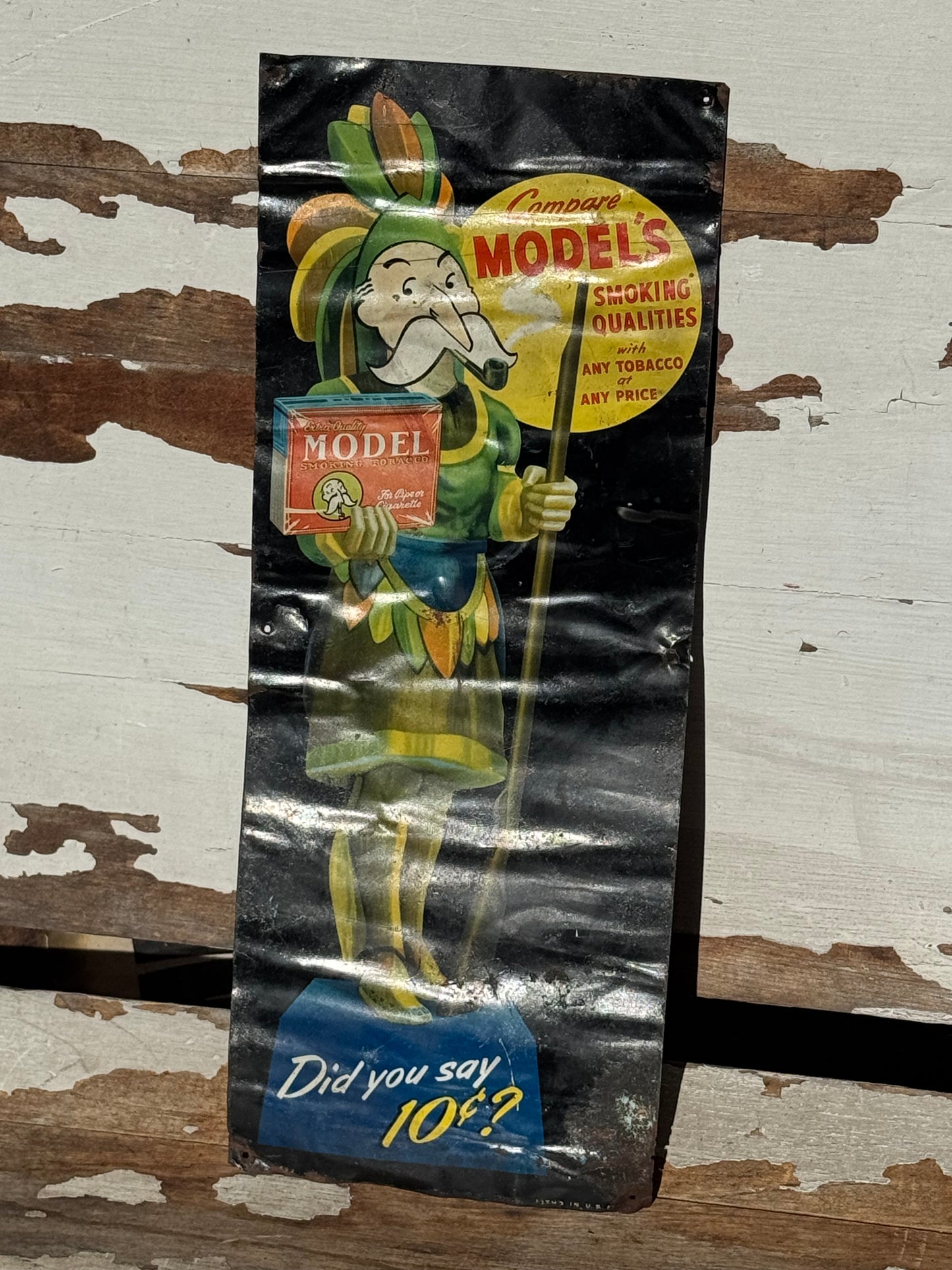 Vintage Models Tobacco Sign Wrinkly