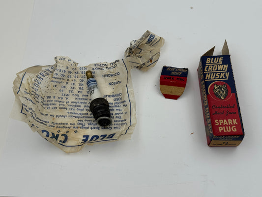 Vintage Blue Crown Husky Spark Plug