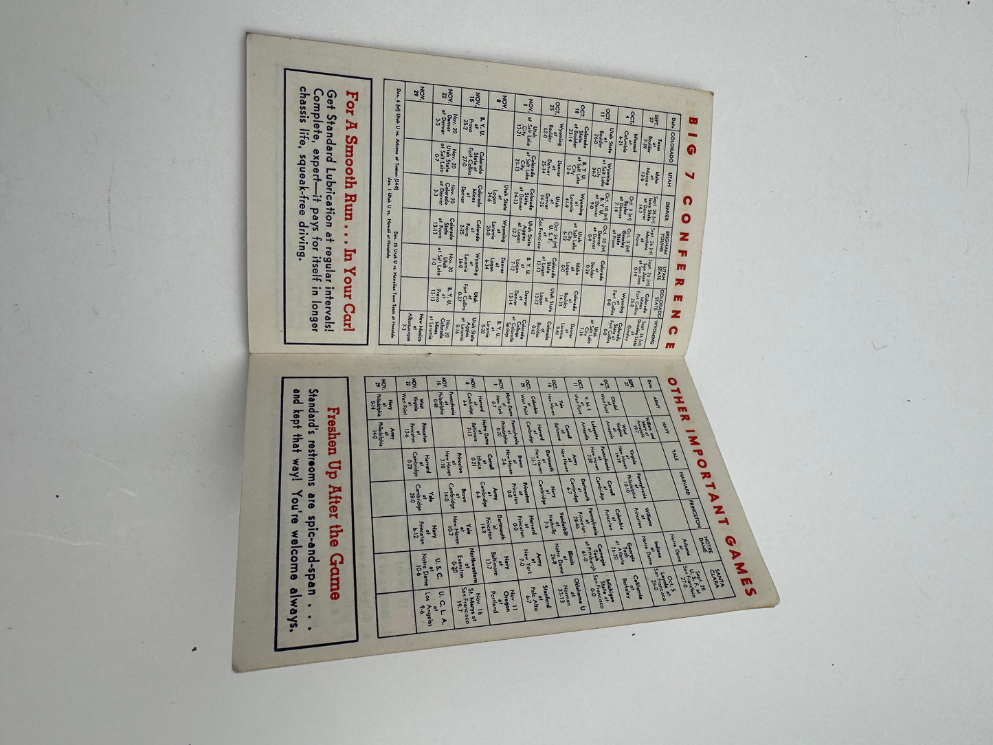 Vintage Standard Oil Football Schedule 1941 College Minty