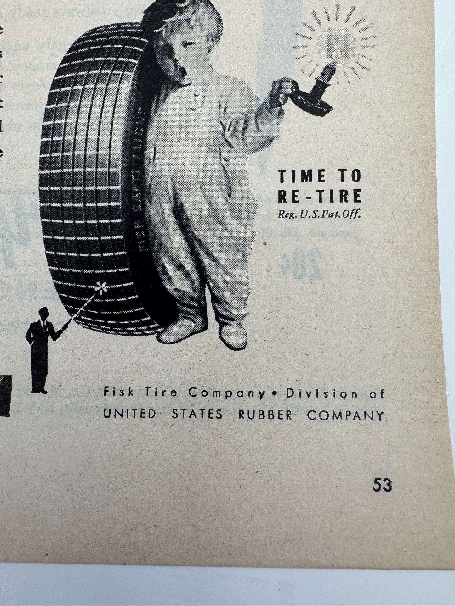 Vintage Fisk Tires Ad Large Format 14” x 11” RARE
