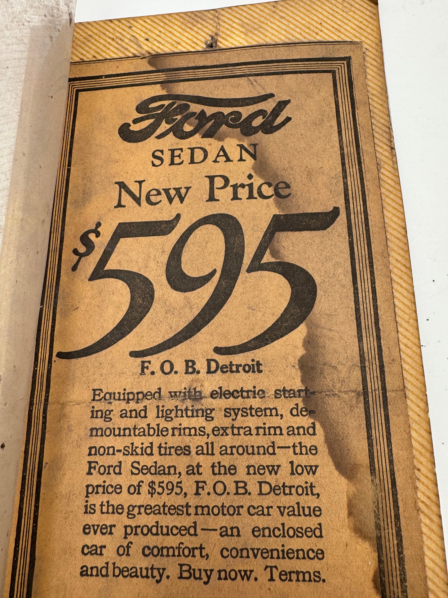 Vintage Ford Sedan Print Ad 1922